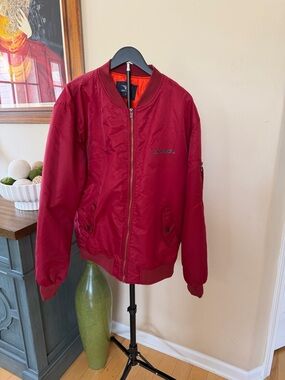 Mopar Red Bomber Jacket Skull Logo Racing Streetwear Men’s XL